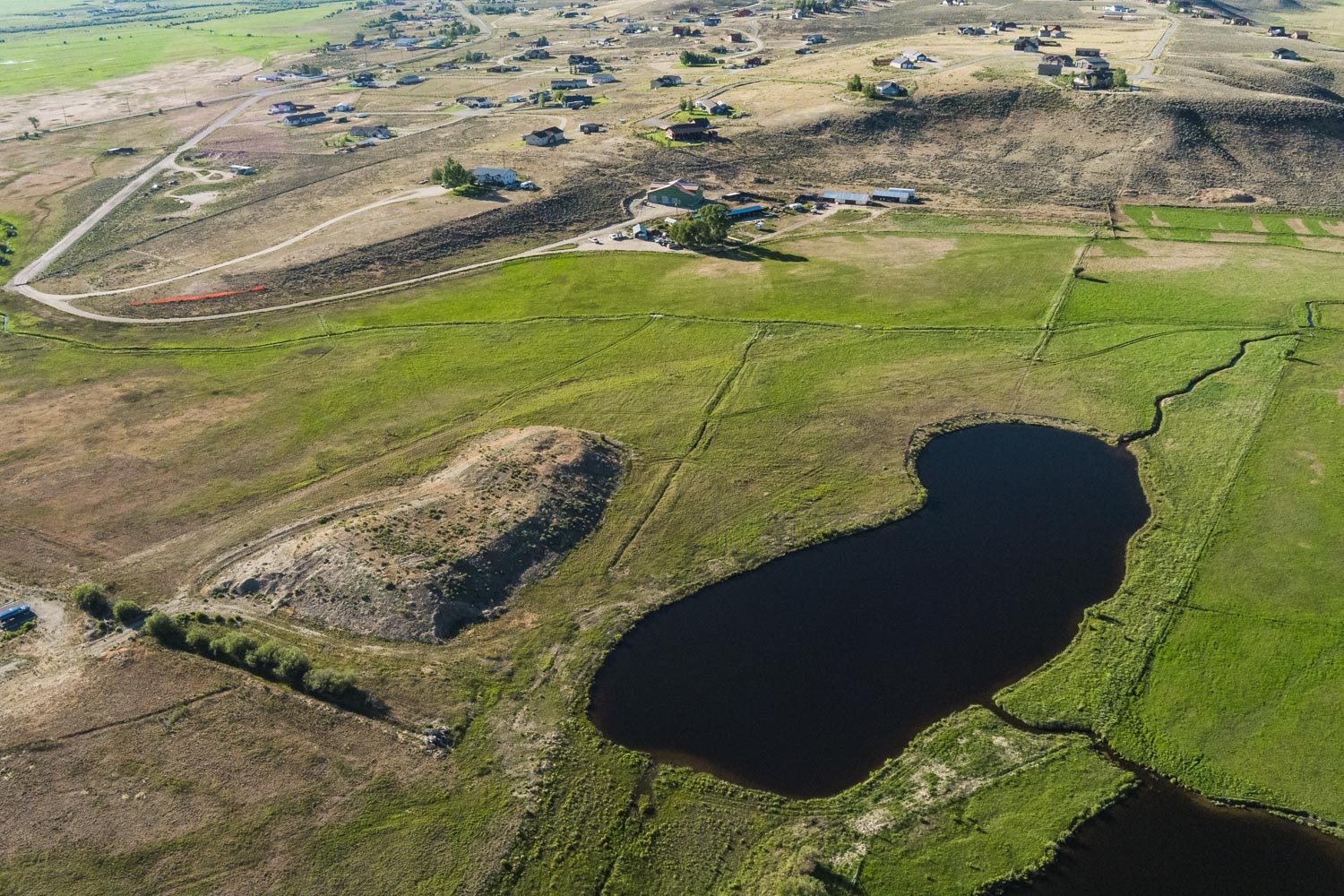 Overhead view of the pond and creek corridor