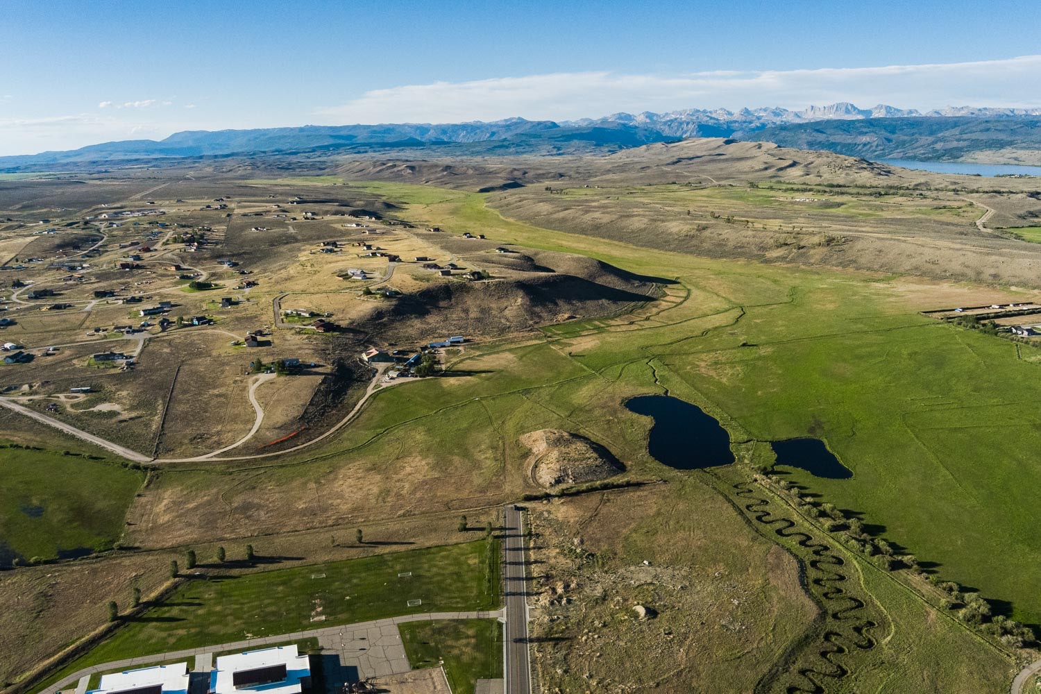 Aerial of the property with Fremont Lake in the distance