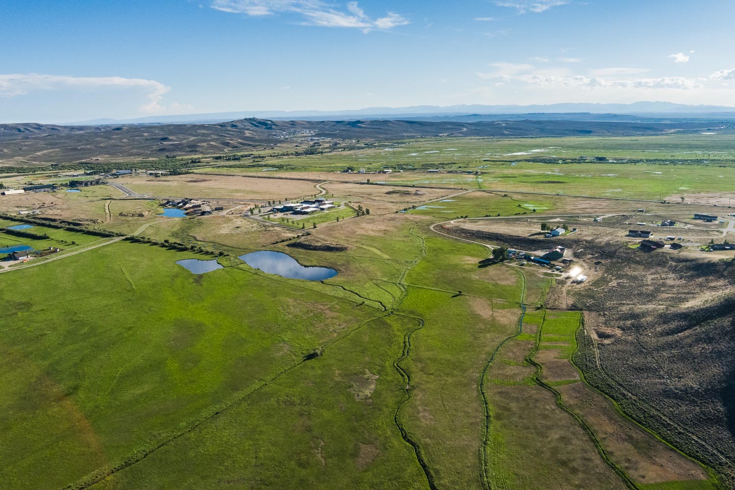 Aerial of the ponds and property within the Pinedale valley